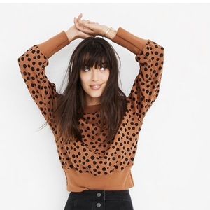 Madewell Pleat-sleeve Sweatshirt Leopard Dot